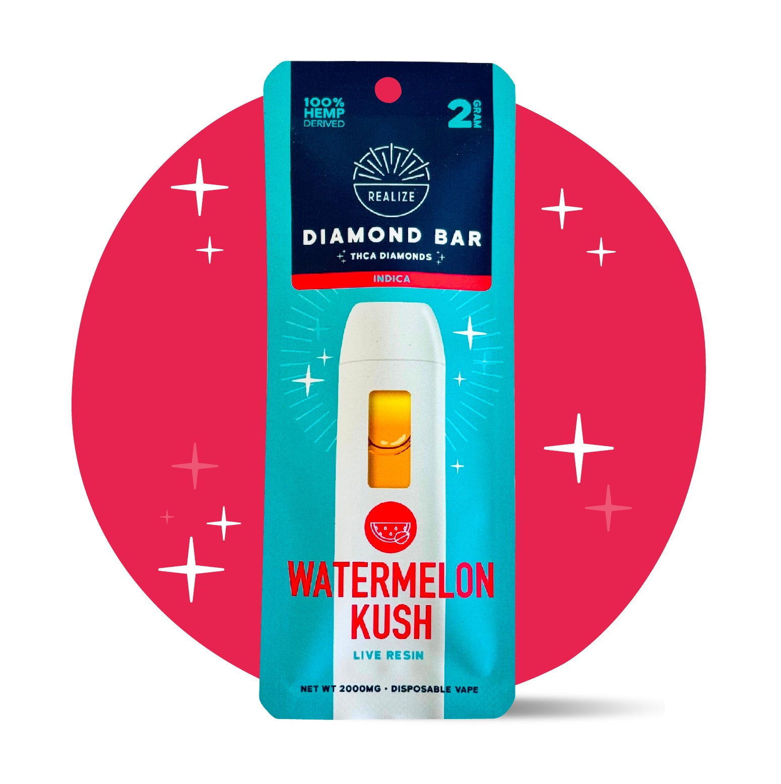 Realize THCA Diamond Bar, Watermelon Kush - 2g Disposable Vape