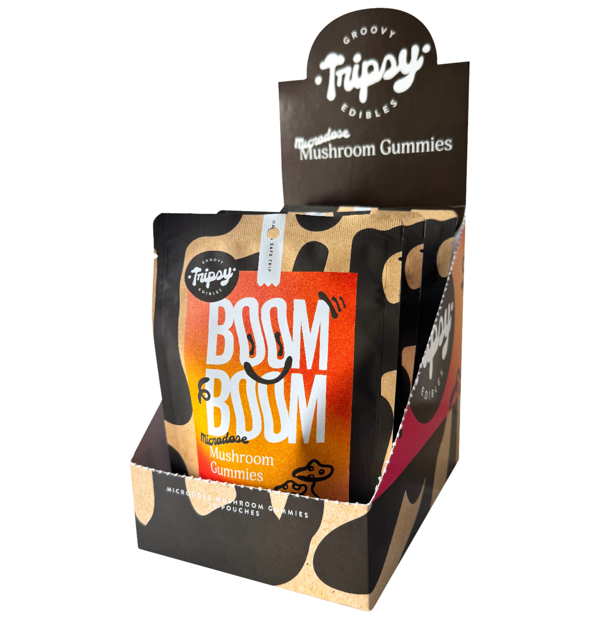 Wholesale - Tripsy BOOM BOOM 10ct. Microdose Mushroom Gummies, Peach 10ct